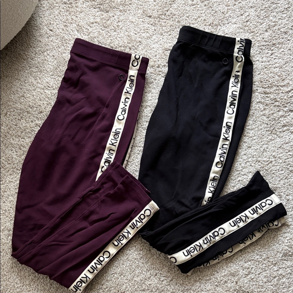 Calvin Klein Women’s Black and Maroon Joggers (Set of 2)